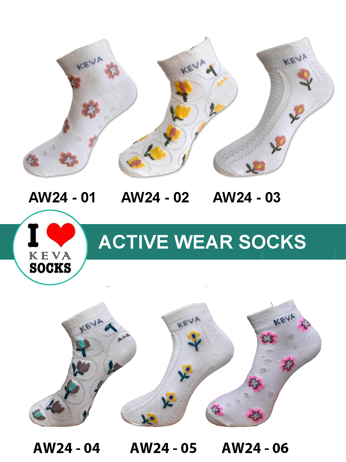 aw24 Women Ankle Women Socks Activewear 6 Pairs Pack Aw24